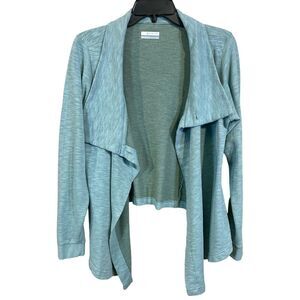 Columbia Womens Cardigan Size Large Teal Waterfall One Button Lagenlook Sweater